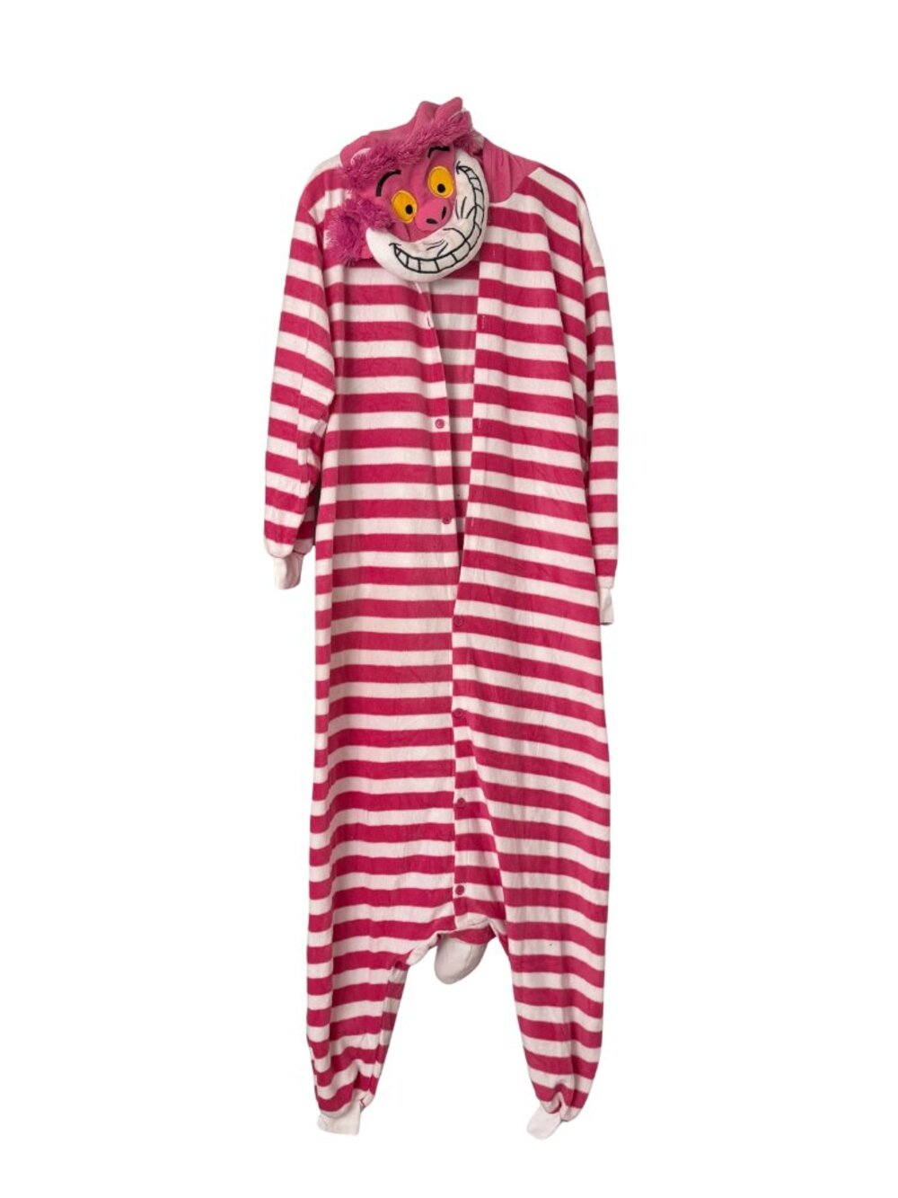 Cheshire Cat Costume - Disney - Union Suit - Adult X-Large Pink Striped Hood